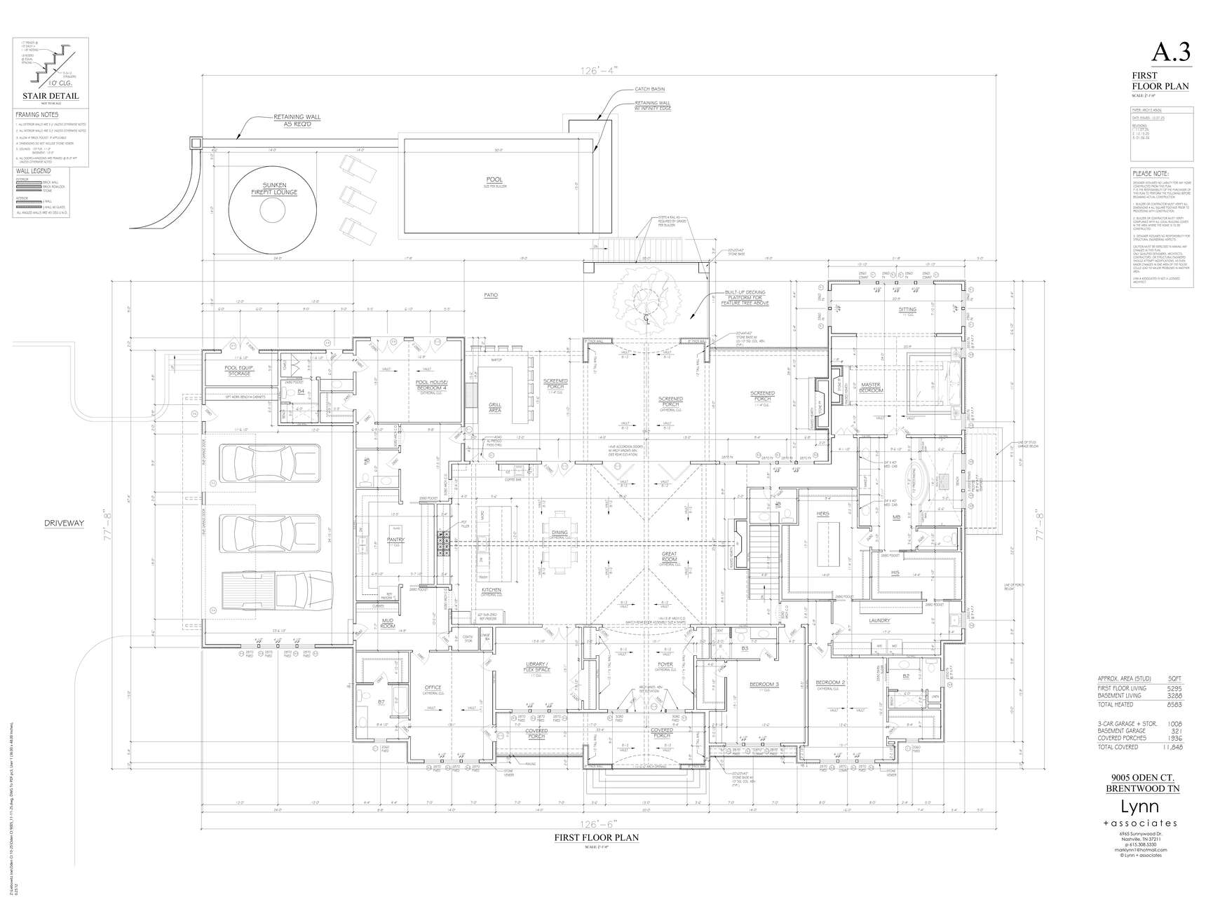 Main-level residential floor plan, charcoal linework on cream