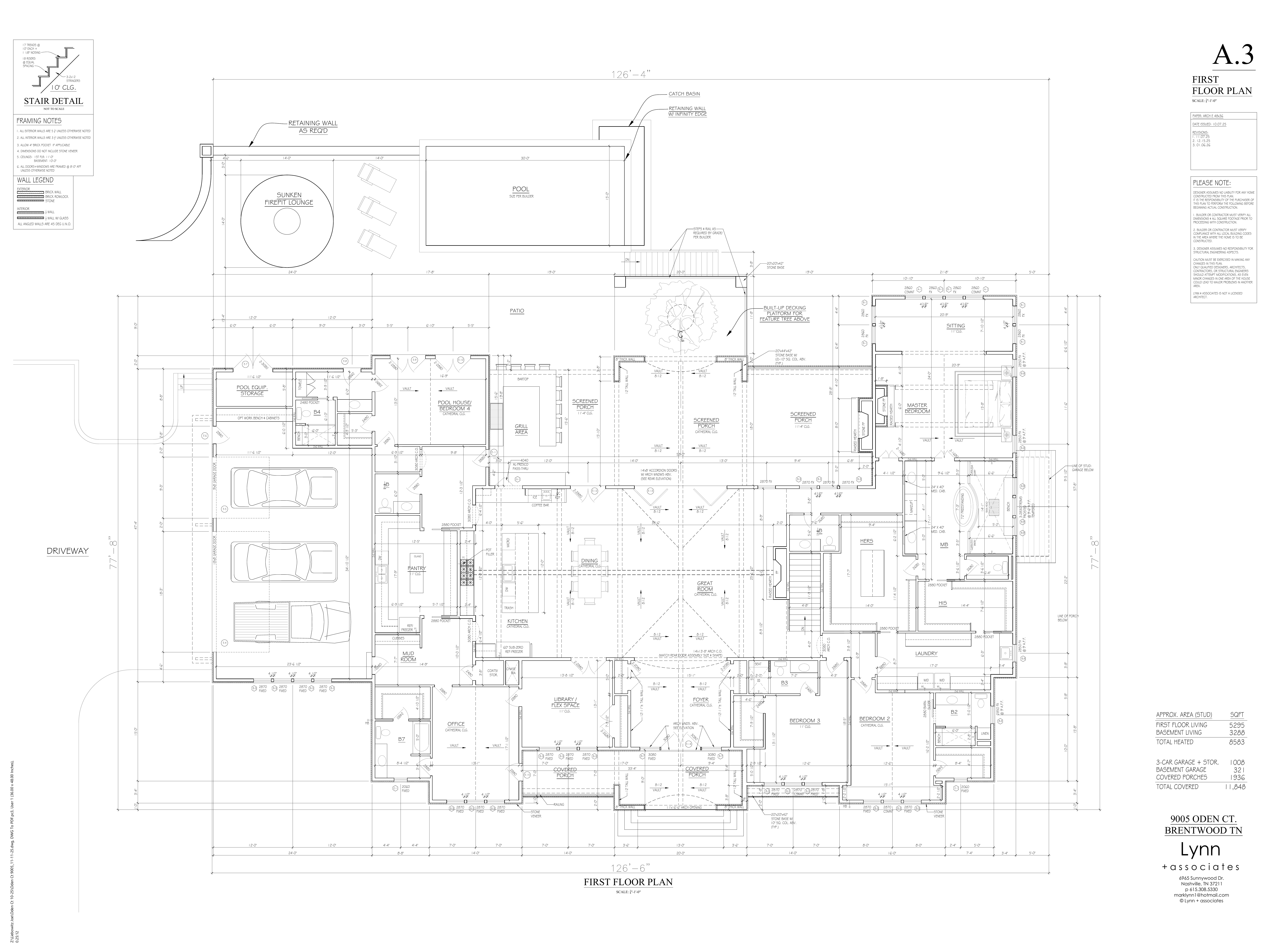 Main-level residential floor plan, charcoal linework on cream