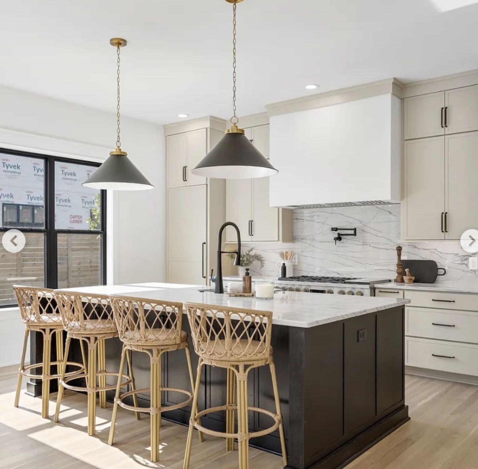 Custom kitchen with marble island
